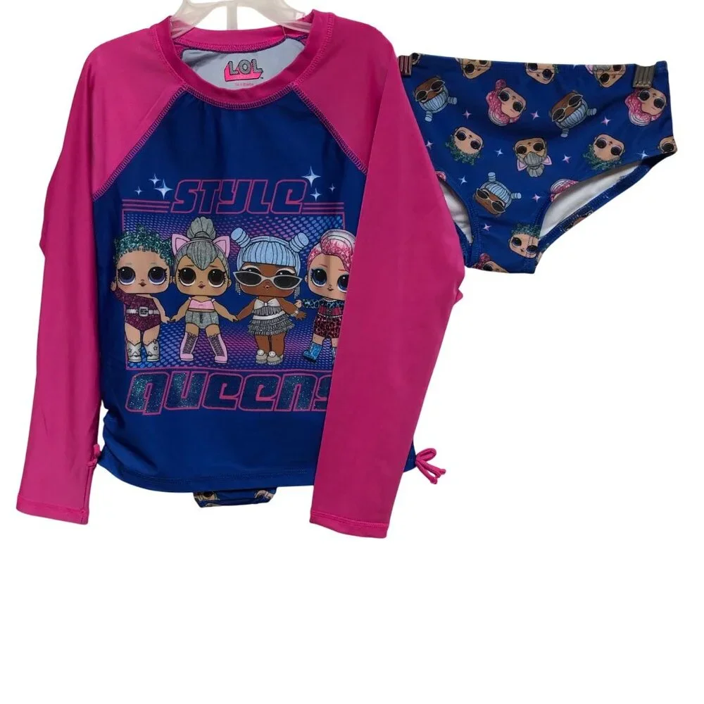Lol Surprise Girls 2-Piece‎ Rash Guard & Bikini Set Swimwear Size 8 NWT
